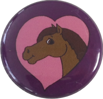 Button Pferd Herz pink - zum Schließen ins Bild klicken